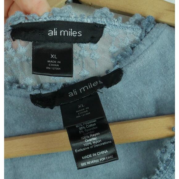 Ali Miles XL Top Lace Vest Shabby Chic Artsy Boho Romantic Lagenlook Gray - Picture 4 of 9